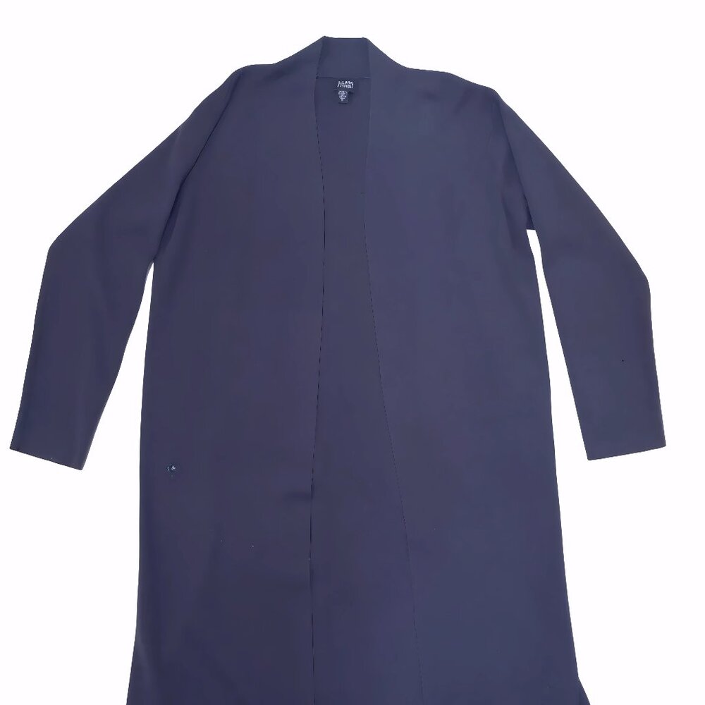 Eileen Fisher Longline Cardigan – Dark Blue Merino Wool, Women’s Large